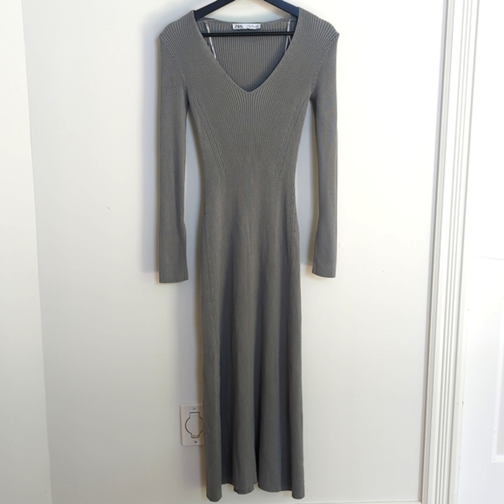 ZARA Grey Maxi Bodycon Dress Size Small